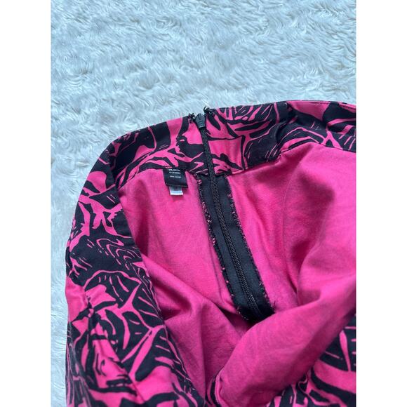 Vintage Express Sz 4 Mini Skirt Skort Pink Black Rose Button Asymmetrical - Picture 8 of 9